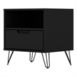 Manhattan Comfort Rockefeller 1-Drawer Wood Nightstand in Black