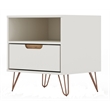 Manhattan Comfort Rockefeller 1-Drawer Wood Nightstand in Off White & Natural