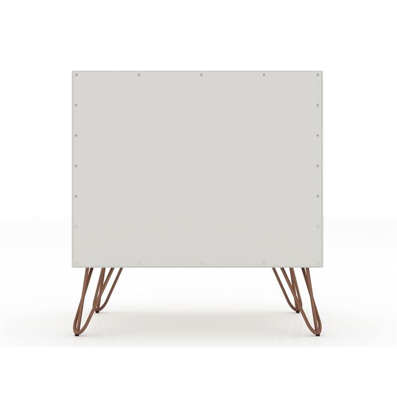 Manhattan Comfort Rockefeller 1-Drawer Wood Nightstand in Off White & Natural