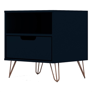 Manhattan Comfort Rockefeller Engineered Wood Nightstand in Midnight Blue