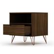 Manhattan Comfort Rockefeller 1-Drawer Engineered Wood Nightstand in Brown