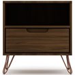 Manhattan Comfort Rockefeller 1-Drawer Engineered Wood Nightstand in Brown