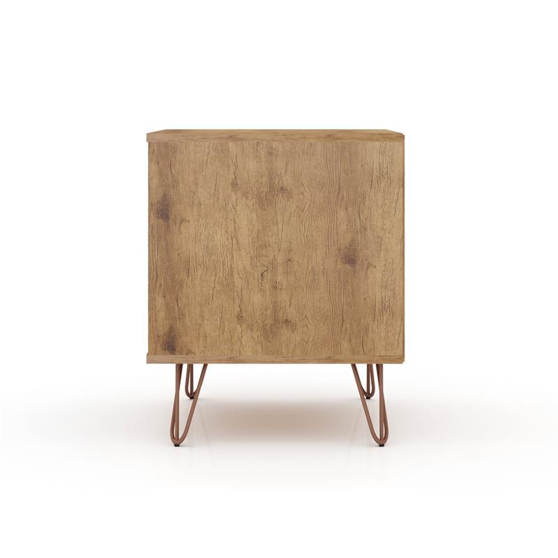 Manhattan Comfort Rockefeller Engineered Wood Nightstand in Natural/Rose Pink