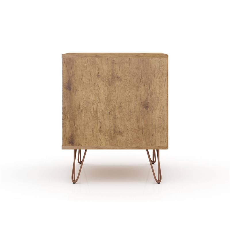 Manhattan Comfort Rockefeller 1-Drawer Wood Nightstand in Natural & Gray