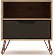 Manhattan Comfort Rockefeller 1-Drawer Wood Nightstand in Natural & Gray