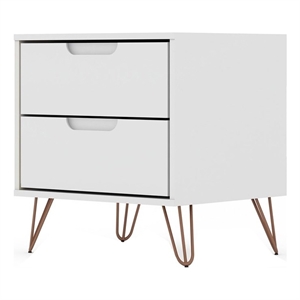 Manhattan Comfort Rockefeller 2-Drawer Engineered Wood Nightstand in White