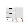Manhattan Comfort Rockefeller 2-Drawer Engineered Wood Nightstand in White
