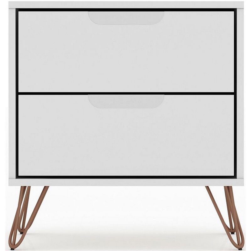 Manhattan Comfort Rockefeller 2-Drawer Engineered Wood Nightstand in White