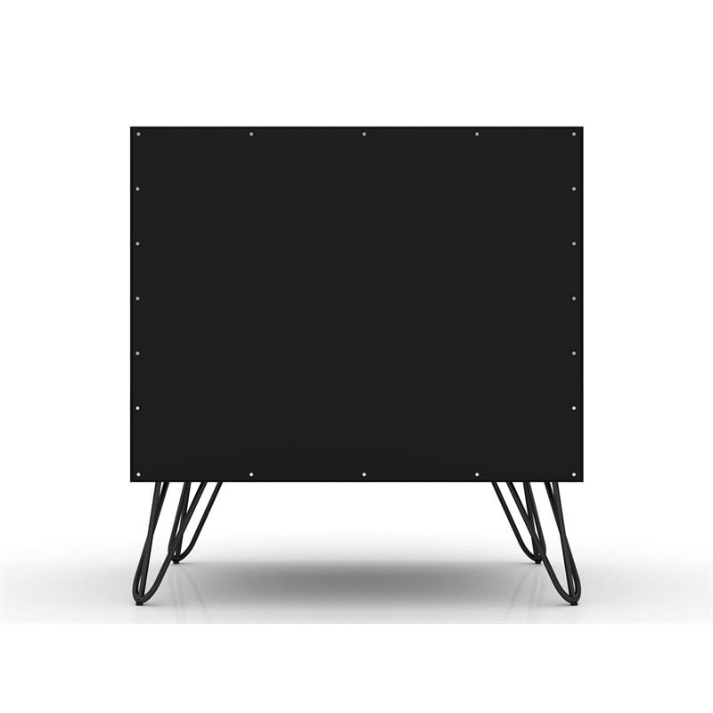 Manhattan Comfort Rockefeller 2-Drawer Engineered Wood Nightstand in Black