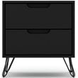 Manhattan Comfort Rockefeller 2-Drawer Engineered Wood Nightstand in Black