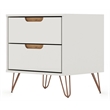 Manhattan Comfort Rockefeller 2-Drawer Wood Nightstand in Off White & Natural