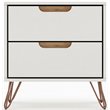 Manhattan Comfort Rockefeller 2-Drawer Wood Nightstand in Off White & Natural