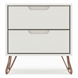 Manhattan Comfort Rockefeller 2-Drawer Wood Nightstand in Off White
