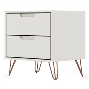 Manhattan Comfort Rockefeller 2-Drawer Wood Nightstand in Off White