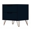 Manhattan Comfort Rockefeller 2-Drawer Wood Nightstand in Midnight Blue