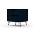 Manhattan Comfort Rockefeller 2-Drawer Wood Nightstand in Midnight Blue