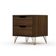 Manhattan Comfort Rockefeller 2-Drawer Wood Nightstand in Brown