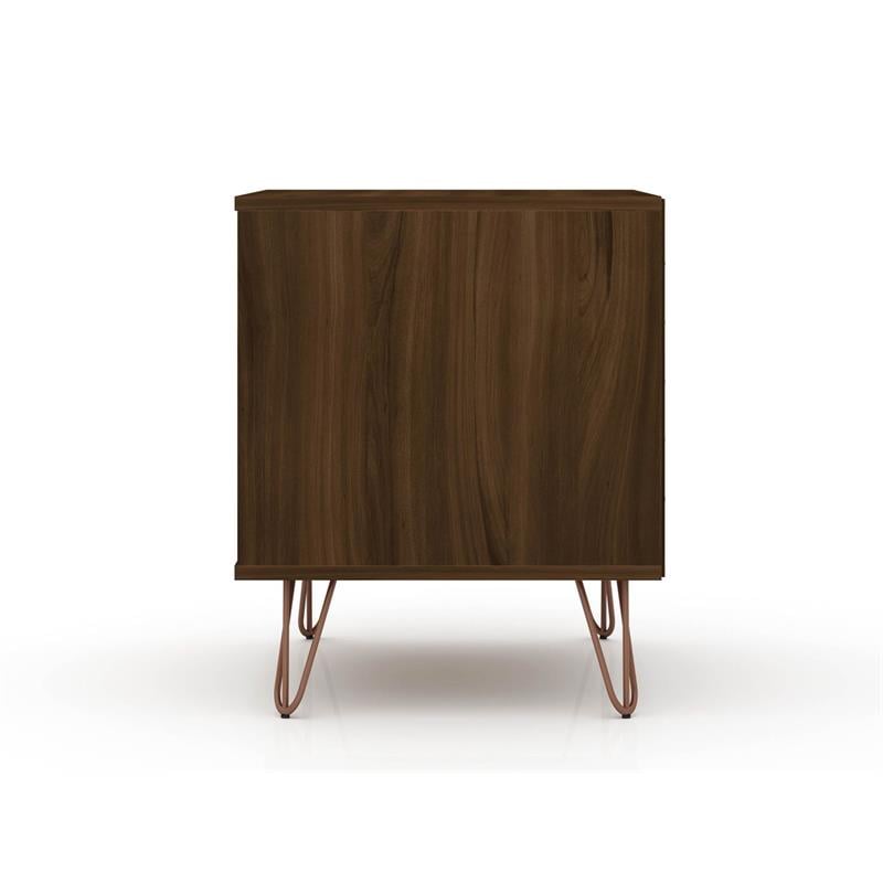 Manhattan Comfort Rockefeller 2-Drawer Wood Nightstand in Brown