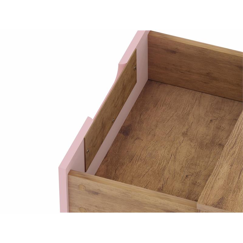 Manhattan Comfort Rockefeller 2-Drawer Wood Nightstand in Rose Pink & Natural