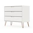 Manhattan Comfort Rockefeller 3-Drawer Wood Dresser in White