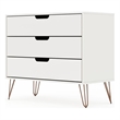Manhattan Comfort Rockefeller 3-Drawer Wood Dresser in White