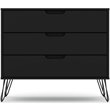 Manhattan Comfort Rockefeller 3-Drawer Wood Dresser in Black