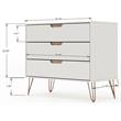 Manhattan Comfort Rockefeller 3-Drawer Wood Dresser in Off White/Natural