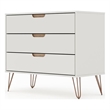 Manhattan Comfort Rockefeller 3-Drawer Wood Dresser in Off White/Natural