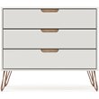 Manhattan Comfort Rockefeller 3-Drawer Wood Dresser in Off White/Natural