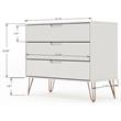 Manhattan Comfort Rockefeller 3-Drawer Wood Dresser in Off White