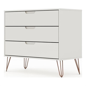 Manhattan Comfort Rockefeller 3-Drawer Wood Dresser in Off White
