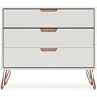 Manhattan Comfort Rockefeller 3-Drawer Wood Dresser in Off White