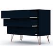 Manhattan Comfort Rockefeller 3-Drawer Wood Dresser in Midnight Blue