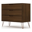 Manhattan Comfort Rockefeller 3-Drawer Wood Dresser in Brown