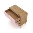 Manhattan Comfort Rockefeller 3-Drawer Wood Dresser in Rose Pink