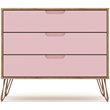 Manhattan Comfort Rockefeller 3-Drawer Wood Dresser in Rose Pink