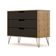 Manhattan Comfort Rockefeller 3-Drawer Wood Dresser in Textured Gray