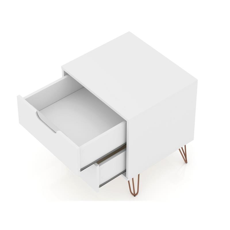 Manhattan Comfort Rockefeller Wood Dresser and Nightstand in White