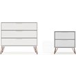 Manhattan Comfort Rockefeller Wood Dresser and Nightstand in White