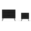 Manhattan Comfort Rockefeller Wood Dresser and Nightstand in Black