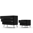 Manhattan Comfort Rockefeller Wood Dresser and Nightstand in Black
