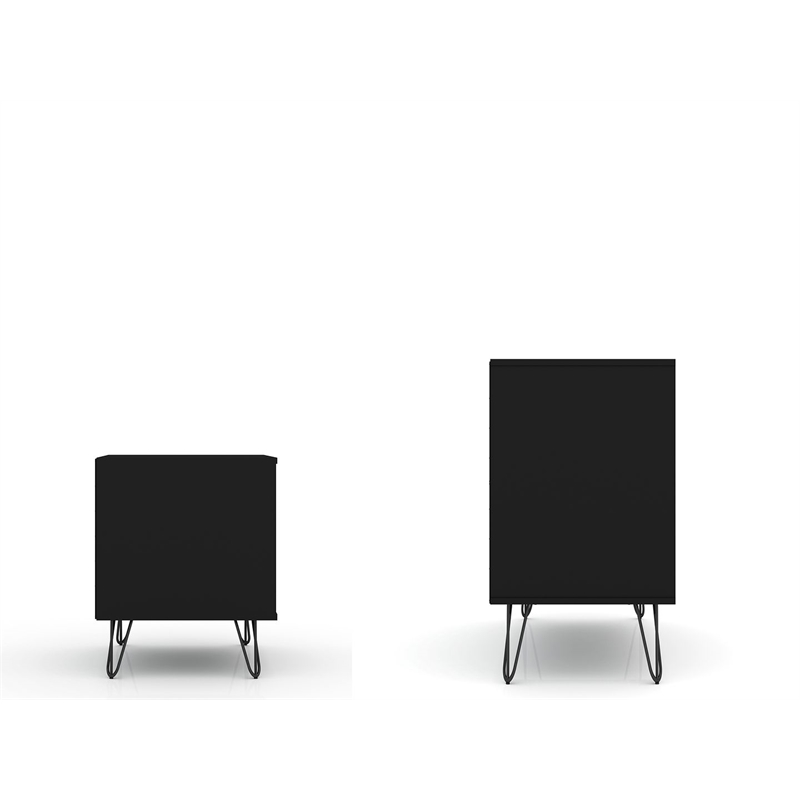 Manhattan Comfort Rockefeller Wood Dresser and Nightstand in Black