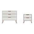 Manhattan Comfort Rockefeller Wood Dresser and Nightstand in Off White/Natural