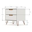 Manhattan Comfort Rockefeller Wood Dresser and Nightstand in Off White/Natural