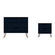 Manhattan Comfort Rockefeller Wood Dresser and Nightstand in Midnight Blue