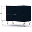 Manhattan Comfort Rockefeller Wood Dresser and Nightstand in Midnight Blue