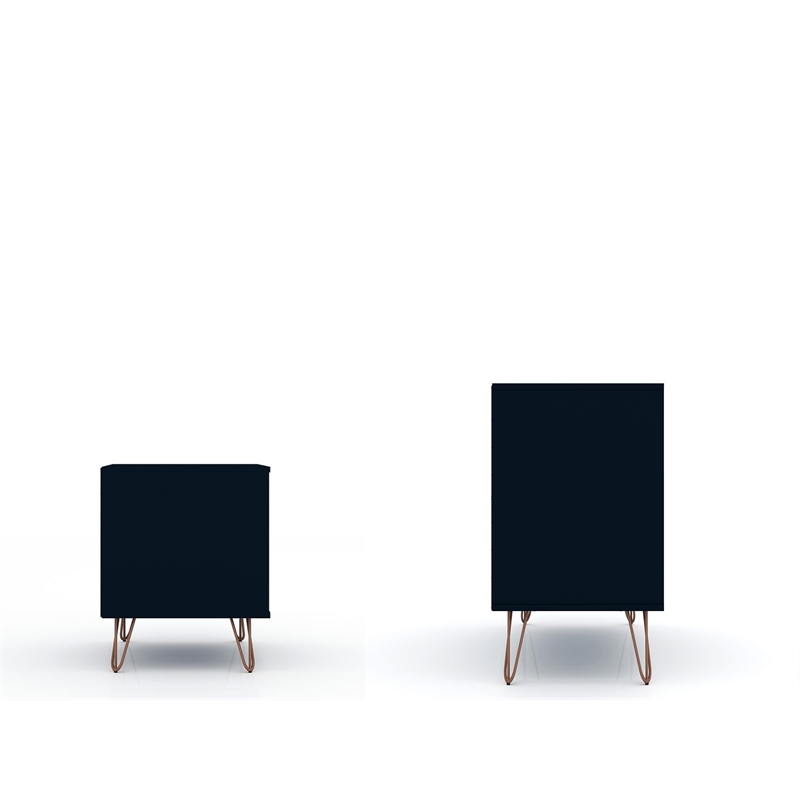 Manhattan Comfort Rockefeller Wood Dresser and Nightstand in Midnight Blue