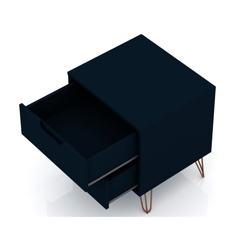 Manhattan Comfort Rockefeller Wood Dresser and Nightstand in Midnight Blue