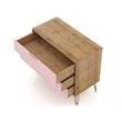 Manhattan Comfort Rockefeller Wood Dresser and Nightstand in Natural/Pink