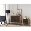 Manhattan Comfort Rockefeller Wood Dresser and Nightstand in Natural/Gray